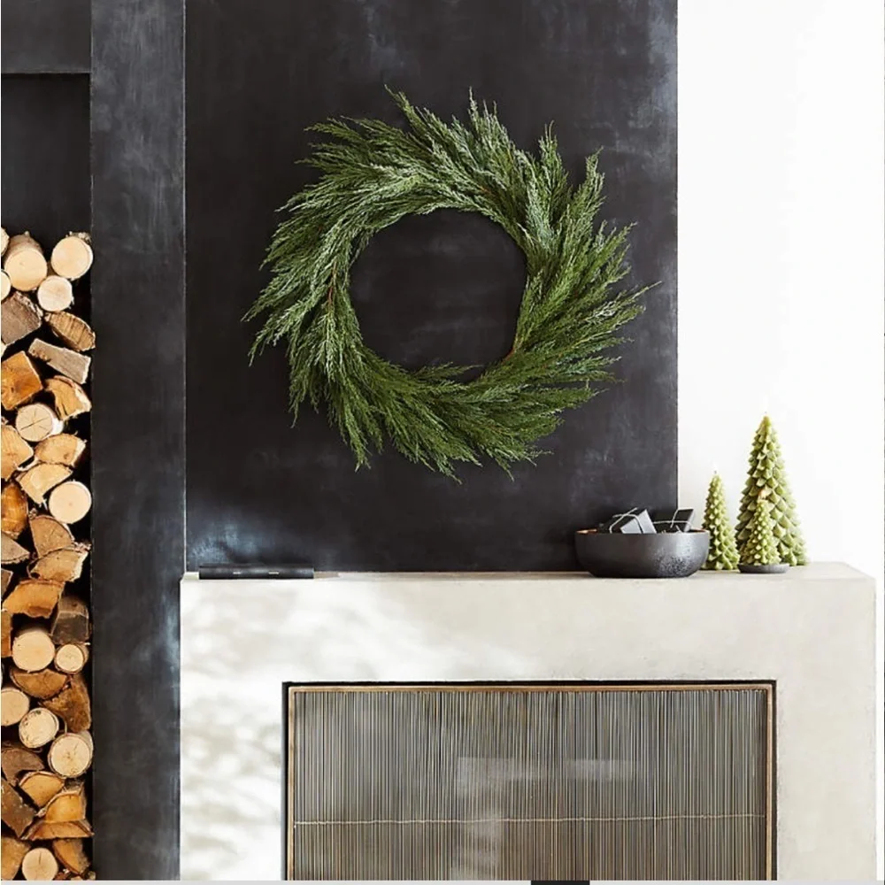 Crate and barrel 26” cypress wreath. New w/o tags